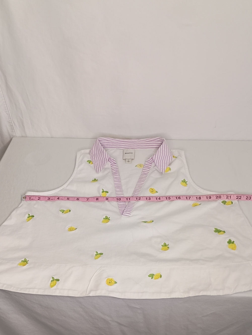 Maeve Sleeveless swing popover top striped collar embroidered - Picture 8 of 8